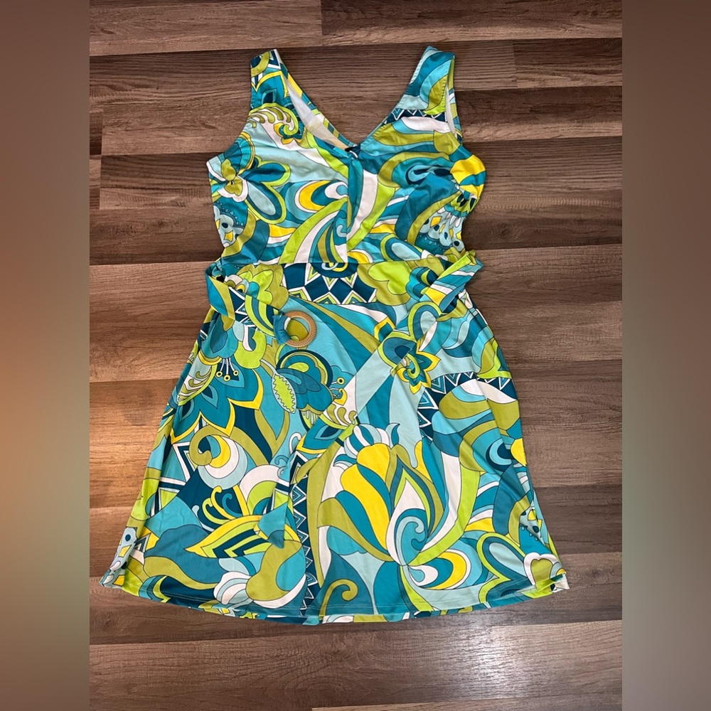 Tacera Retro 70’s Style Sleeveless Dress with Sash SZ Medium - Picture 5 of 9